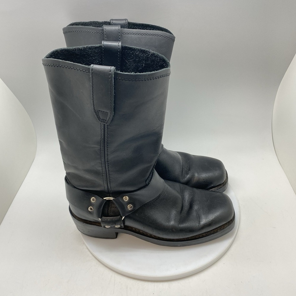 Dingo Engineer Riding Boots Mens 8 D Black Leather Biker Harness Shoes Western